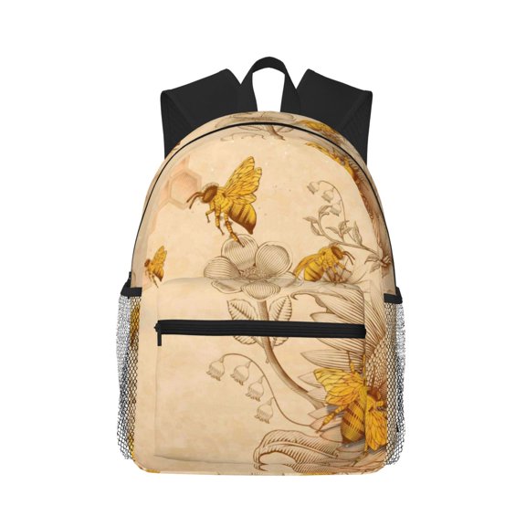 Defioc Retro Honey Bees Pattern Laptop Backpack for Men and Women,Casual Backpack Dayback Sports Bookbag for Travel Running Hiking