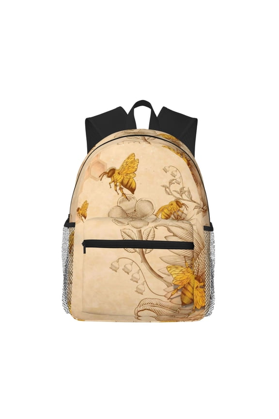Retro Honey Bees Pattern Laptop Backpack for Men and Women,Casual Backpack Dayback Sports Bookbag for Travel Running Hiking