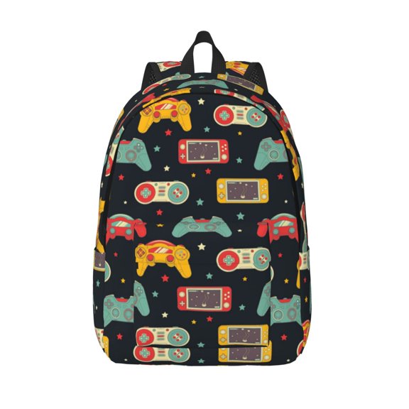 Defioc Retro Video Game for Canvas Backpack,Travel Rucksack Unisex Knapsack Laptop Backpack for Work & College -Medium