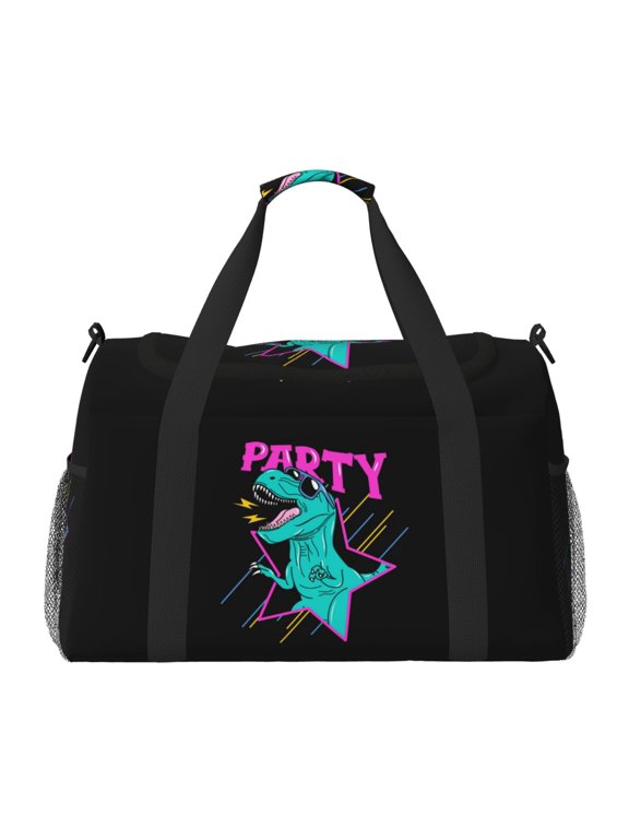 Rex Dinosaur With Sunglasses Print Hand Travel Bag - Foldable Travel Duffel Bags for Men Women -Sport Gym Bag - Overnight Travel Duffel Bag - Adjustable Shoulder Strap