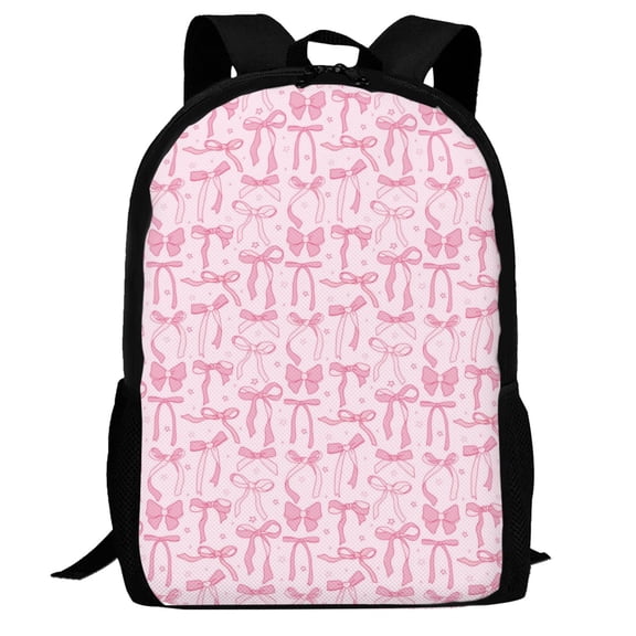 Defioc Ribbon Bow Pattern Carry on Backpack,16.5x12.5x5.5 Personal Item Bag Carry On Backpack Water Resistant Lightweight Daypack