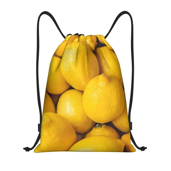 Defioc Ripe Yellow Lemon for Drawstring Backpack Sports Gym Bag for Women Men Children Adult Sackpack Yoga Bag for Wet Swimming,Gym,and Workout Gear -Small
