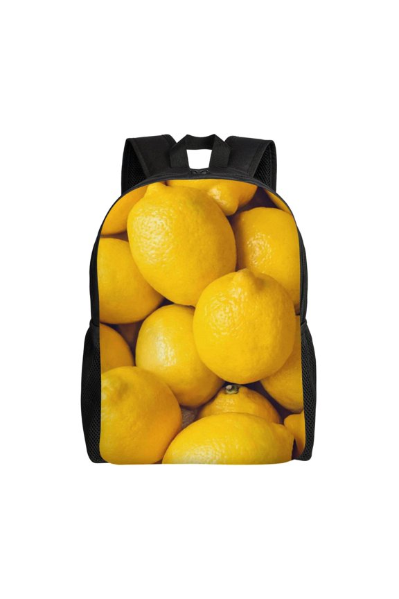 Ripe Yellow Lemon Print Backpack -Travel,or Work Bookbag Daypacks with 15-Inch Laptop Sleeve and Dual Water Bottle Pockets