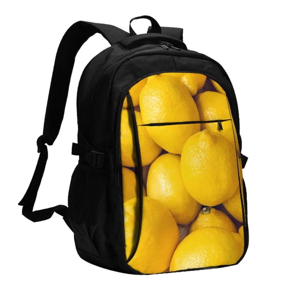 Defioc Ripe Yellow Lemon for Travel Backpack for Women,15.6 inch Laptop Backpack Carry On Backpack Personal Item Travel Bag Daypack for School Weekender Business Trip