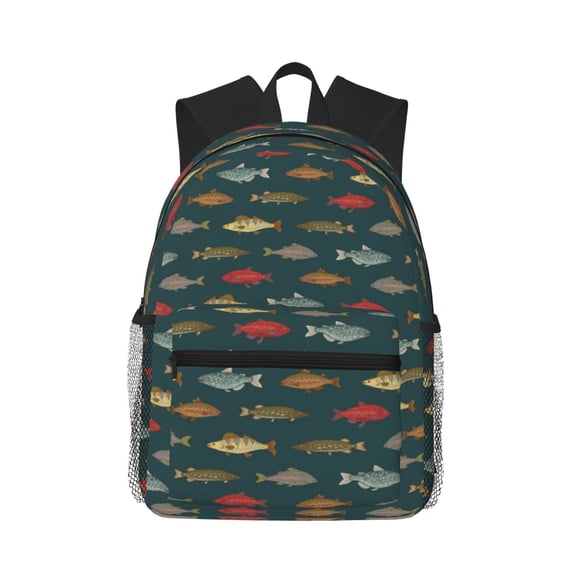Defioc River Freshwater Fish Pattern Laptop Backpack for Men and Women,Casual Backpack Dayback Sports Bookbag for Travel Running Hiking