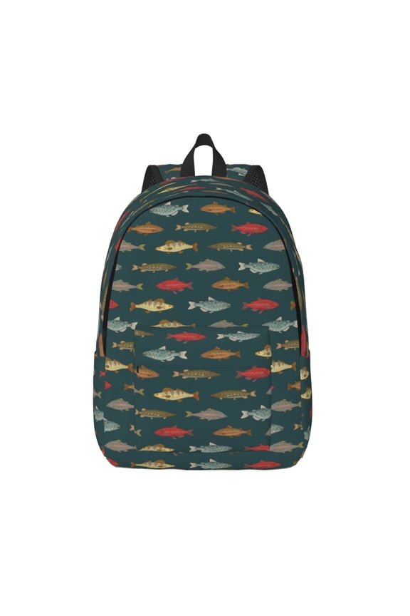 River Freshwater Fish for Canvas Backpack,Travel Rucksack Unisex Knapsack Laptop Backpack for Work & College -Medium
