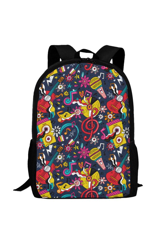 Rock Music Pattern Carry on Backpack,16.5x12.5x5.5 Personal Item Bag Carry On Backpack Water Resistant Lightweight Daypack