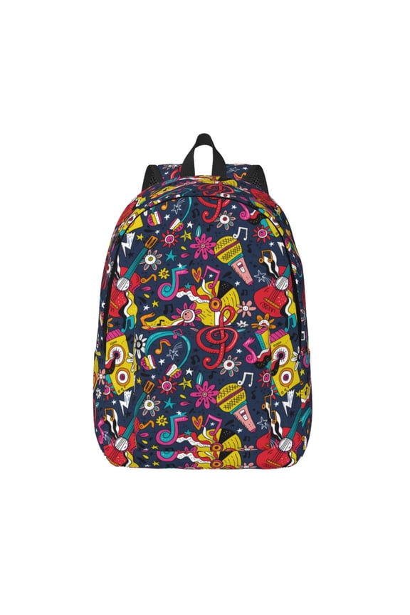Rock Music for Canvas Backpack,Travel Rucksack Unisex Knapsack Laptop Backpack for Work & College -Medium