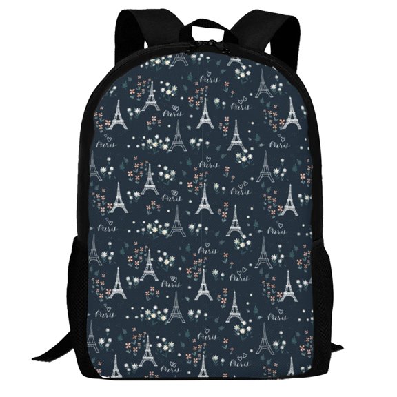Defioc Romantic Eiffel Tower Pattern Carry on Backpack,16.5x12.5x5.5 Personal Item Bag Carry On Backpack Water Resistant Lightweight Daypack