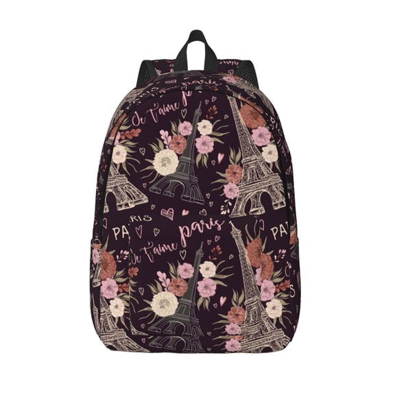 Defioc Romantic Paris for Canvas Backpack,Travel Rucksack Unisex Knapsack Laptop Backpack for Work & College -Medium