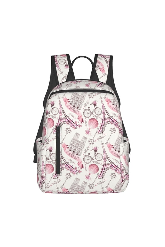 Romantic Travel In Paris Pattern Travel Laptop Backpack,Lightweight Backpack Travel Hiking Daypack Backpack Work Bag for Men Women