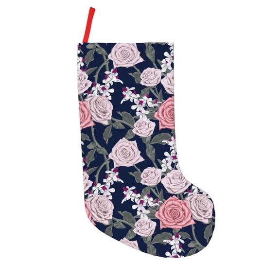 Defioc Rose Flowers for Christmas Stockings 18" Personalized Holiday Stocking for Family, Farmhouse Decor, Xmas Tree Decoration, 1 Pack