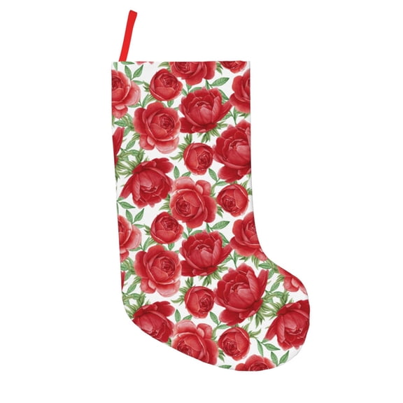 Defioc Rose Flowers for Christmas Stockings 18" Personalized Holiday Stocking for Family, Farmhouse Decor, Xmas Tree Decoration, 1 Pack
