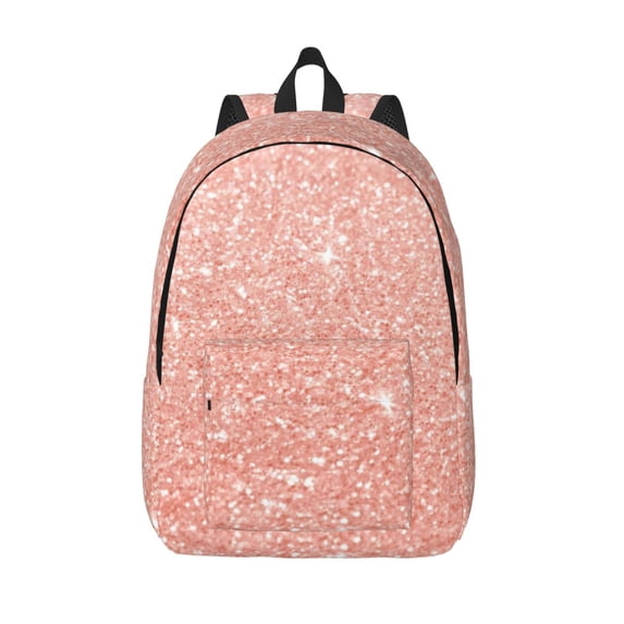 Defioc Rose Gold Glitter for Canvas Backpack,Travel Rucksack Unisex Knapsack Laptop Backpack for Work & College -Medium
