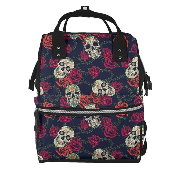 Defioc Roses Skulls for Baby Diaper Bag Backpack - Baby Bag for Boys & Girls - Diaper Backpack - Large Travel Diaper Bags- Baby Registry Search & Shower Gifts
