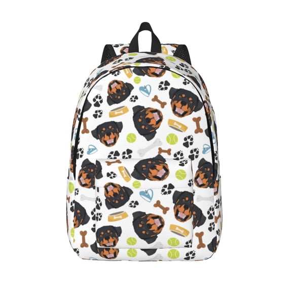 Defioc Rottweiler for Canvas Backpack,Travel Rucksack Unisex Knapsack Laptop Backpack for Work & College -Small