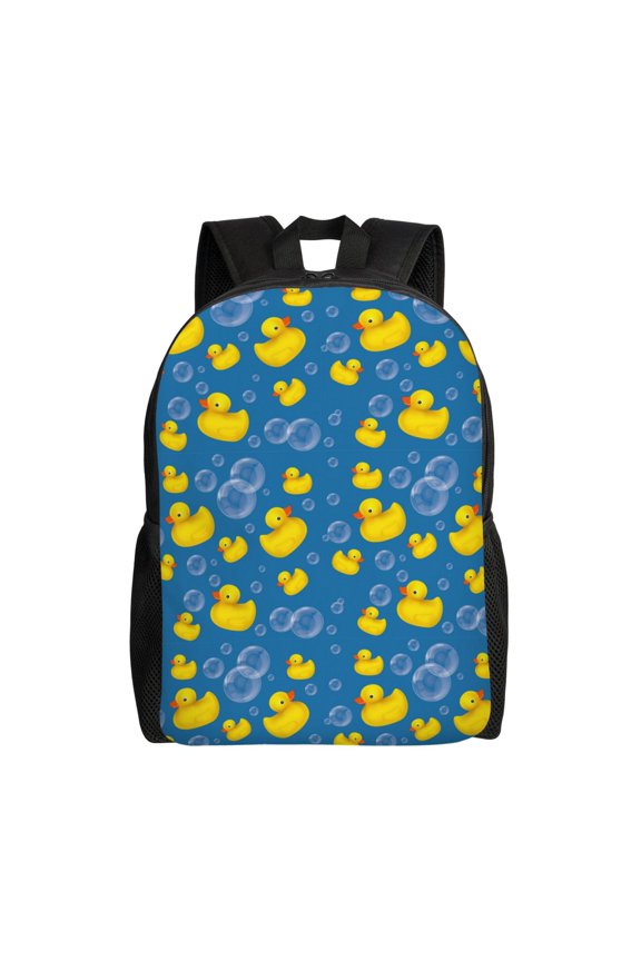 Rubber Duck Print Backpack -Travel,or Work Bookbag Daypacks with 15-Inch Laptop Sleeve and Dual Water Bottle Pockets