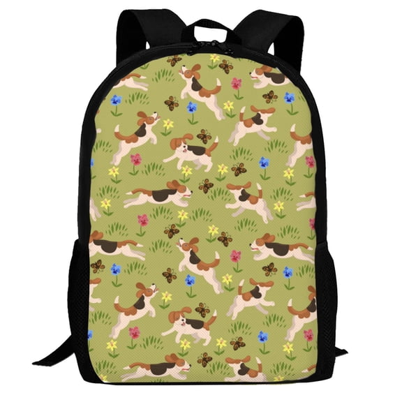 Defioc Running Beagle Pattern Carry on Backpack,16.5x12.5x5.5 Personal Item Bag Carry On Backpack Water Resistant Lightweight Daypack