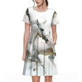 thumbnail image 1 of Defioc Running White Horses Pattern Womens Summer Dresses Short Sleeve Sundress 2025 Beach Vacation Dresses with Pockets -Medium, 1 of 6