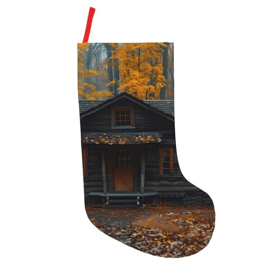 Defioc Rustic Cabin Autumn Forest for Christmas Stockings 18" Personalized Holiday Stocking for Family, Farmhouse Decor, Xmas Tree Decoration, 1 Pack