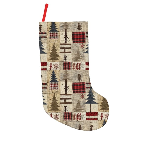 Defioc Rustic Plaid Forest Lodge for Christmas Stockings 18" Personalized Holiday Stocking for Family, Farmhouse Decor, Xmas Tree Decoration, 1 Pack