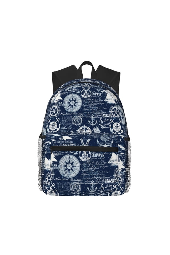 Sailing Cruises Nautical Pattern Laptop Backpack for Men and Women,Casual Backpack Dayback Sports Bookbag for Travel Running Hiking