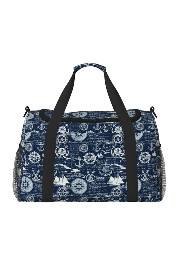 Sailing Cruises Nautical Print Hand Travel Bag - Foldable Travel Duffel Bags for Men Women -Sport Gym Bag - Overnight Travel Duffel Bag - Adjustable Shoulder Strap
