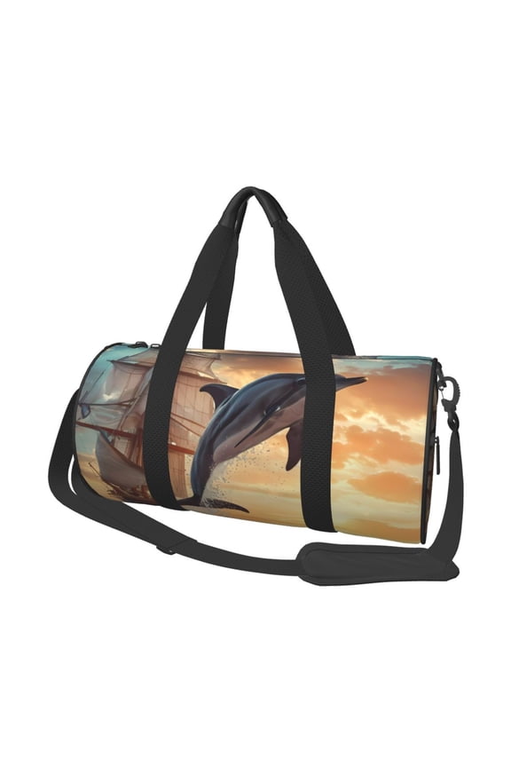 Sailing Dancing Dolphin for Travel Duffle Bag,Weekender Bag Carry On Tote Bags Hospital Bag Large Capacity Sport Gym Bag for Men Women Fit for Trave, Gym,Weekend