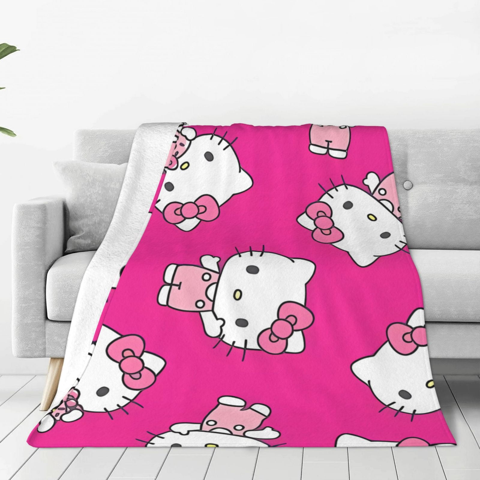 Defioc Sanrio Print Throw Blanket for Couch,Fleece Throw Blanket for Women Cute Soft Cozy ...