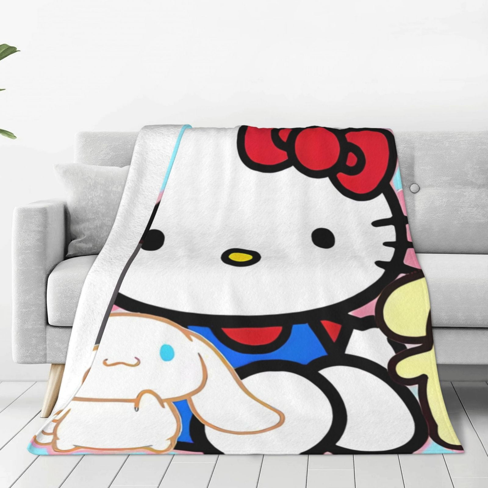 Defioc Sanrio Print Throw Blanket for Couch,Fleece Throw Blanket for Women Cute Soft Cozy ...