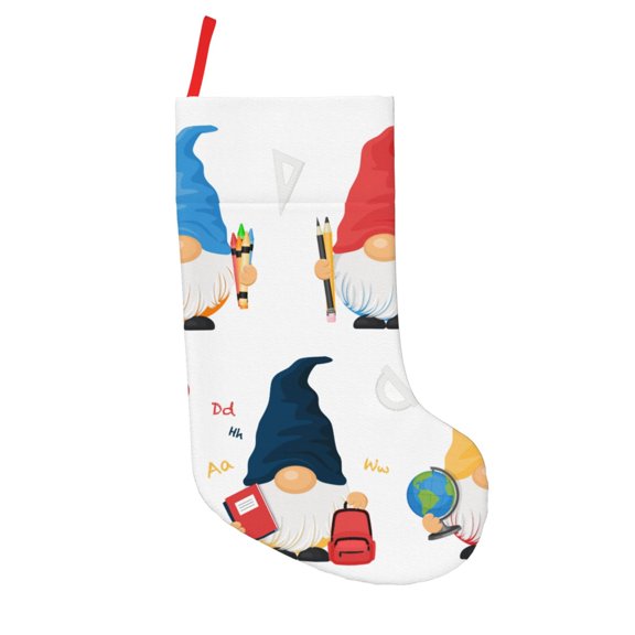 Defioc School Cute Gnomes for Christmas Stockings 18" Personalized Holiday Stocking for Family, Farmhouse Decor, Xmas Tree Decoration, 1 Pack
