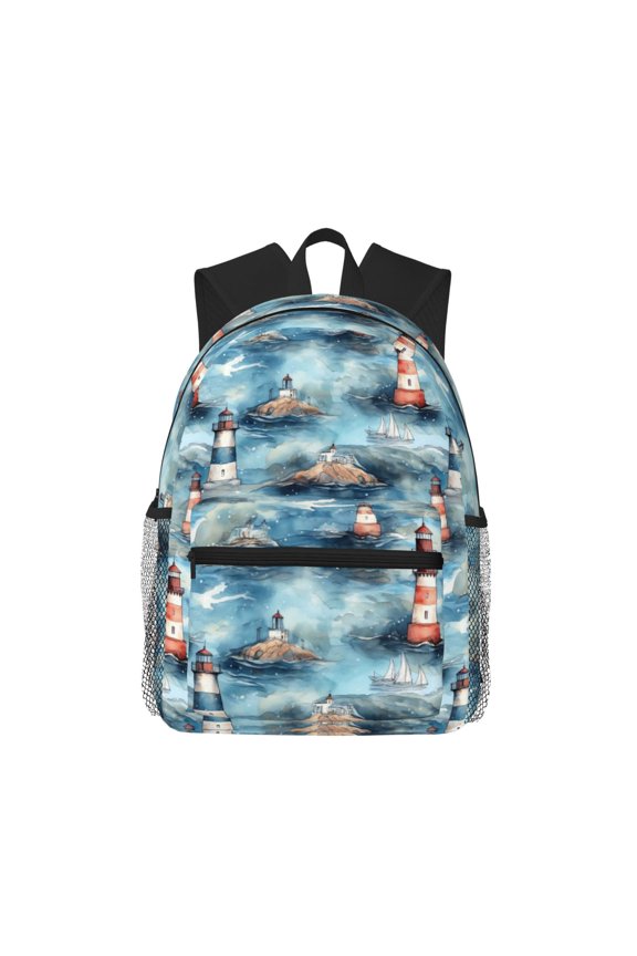 Sea Marine And Lighthouse Pattern Laptop Backpack for Men and Women,Casual Backpack Dayback Sports Bookbag for Travel Running Hiking