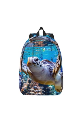 Sea Turtle Swims for Canvas Backpack,Travel Rucksack Unisex Knapsack Laptop Backpack for Work & College -Medium