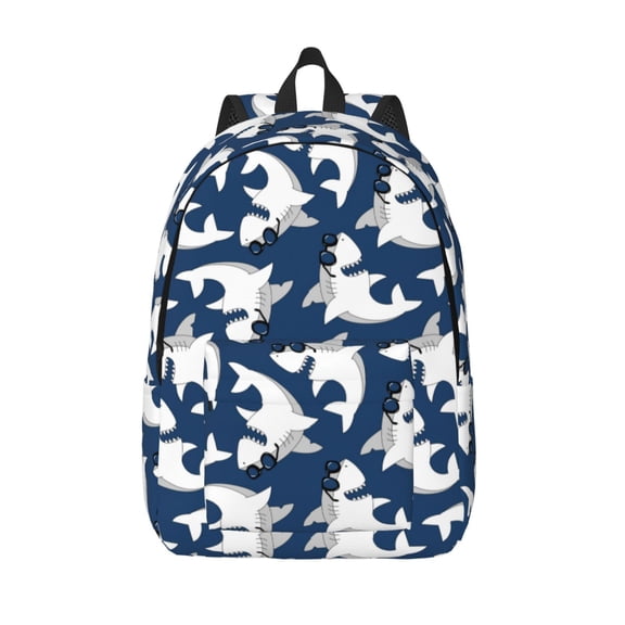 Defioc Shark for Canvas Backpack,Travel Rucksack Unisex Knapsack Laptop Backpack for Work & College -Small