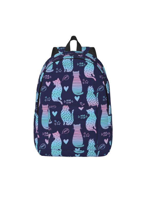 Silhouette Cats for Canvas Backpack,Travel Rucksack Unisex Knapsack Laptop Backpack for Work & College -Small