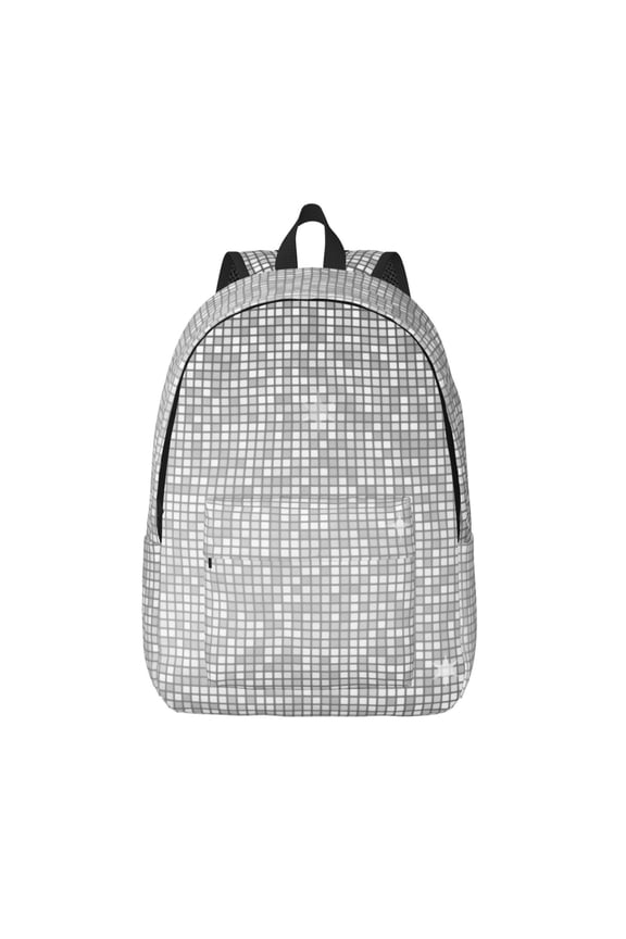 Silver Mosaic for Canvas Backpack,Travel Rucksack Unisex Knapsack Laptop Backpack for Work & College -Medium