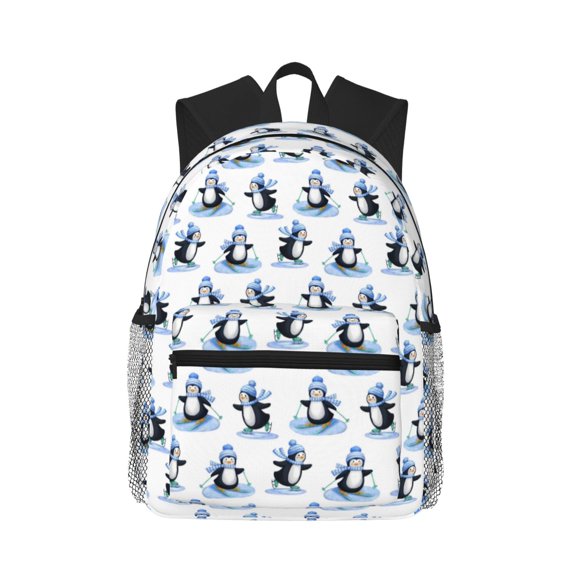 Defioc Skiing Penguin Funny Pattern Laptop Backpack for Men and Women,Casual Backpack Dayback Sports Bookbag for Travel Running Hiking