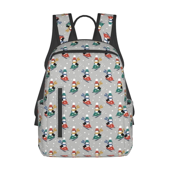 Defioc Skiing penguin Pattern Travel Laptop Backpack,Lightweight Backpack Travel Hiking Daypack Backpack Work Bag for Men Women
