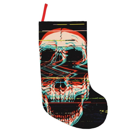 Defioc Skull for Christmas Stockings 18" Personalized Holiday Stocking for Family, Farmhouse Decor, Xmas Tree Decoration, 1 Pack