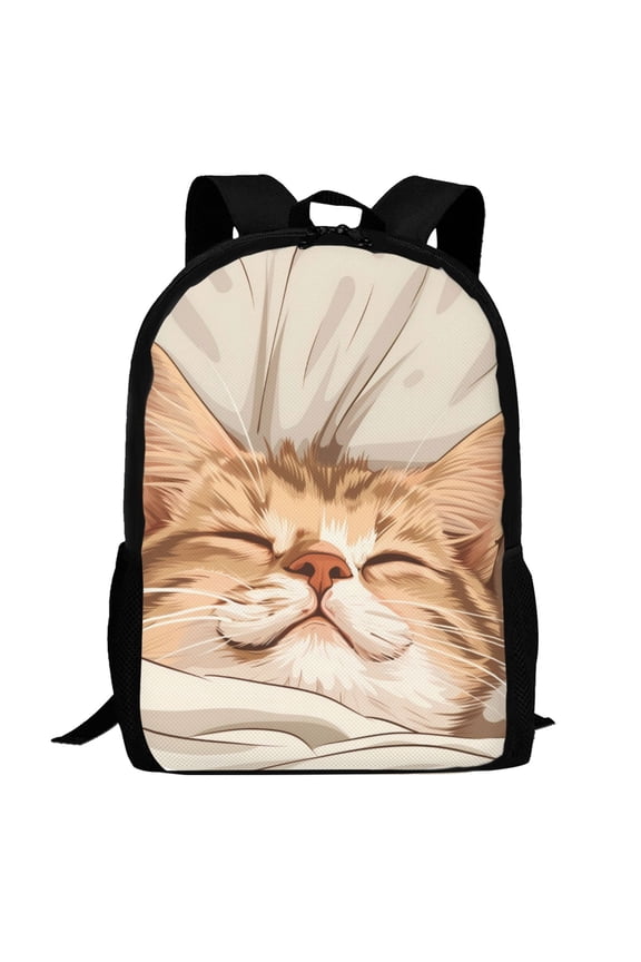 Sleeping Cat In Blanket Pattern Carry on Backpack,16.5x12.5x5.5 Personal Item Bag Carry On Backpack Water Resistant Lightweight Daypack