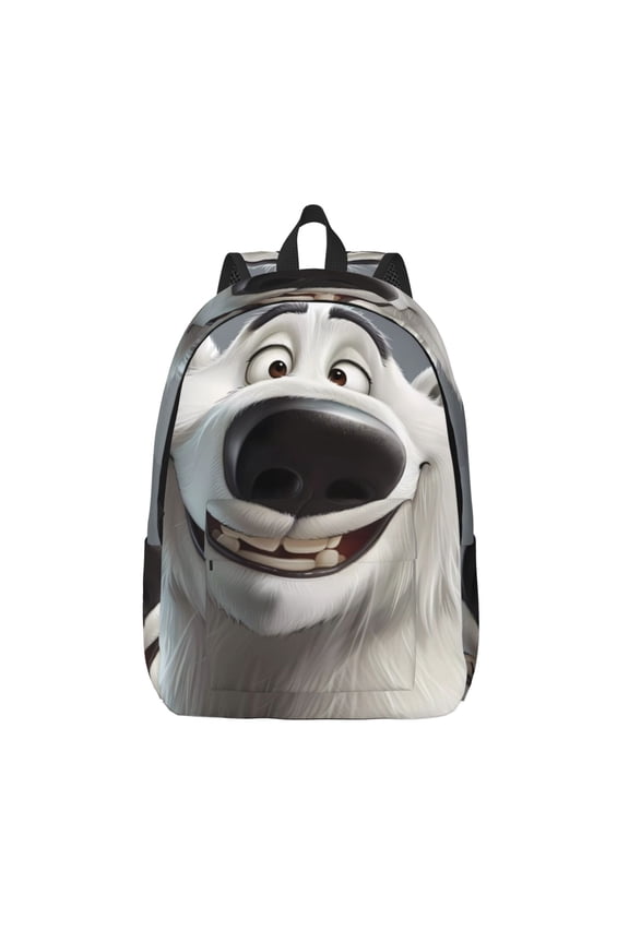 Smiling Polar Bear for Canvas Backpack,Travel Rucksack Unisex Knapsack Laptop Backpack for Work & College -Small