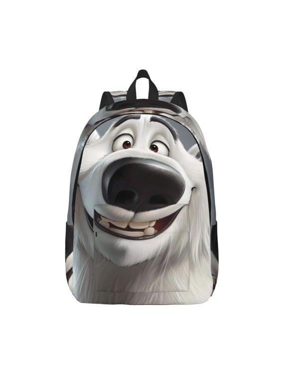 Smiling Polar Bear for Canvas Backpack,Travel Rucksack Unisex Knapsack Laptop Backpack for Work & College -Small