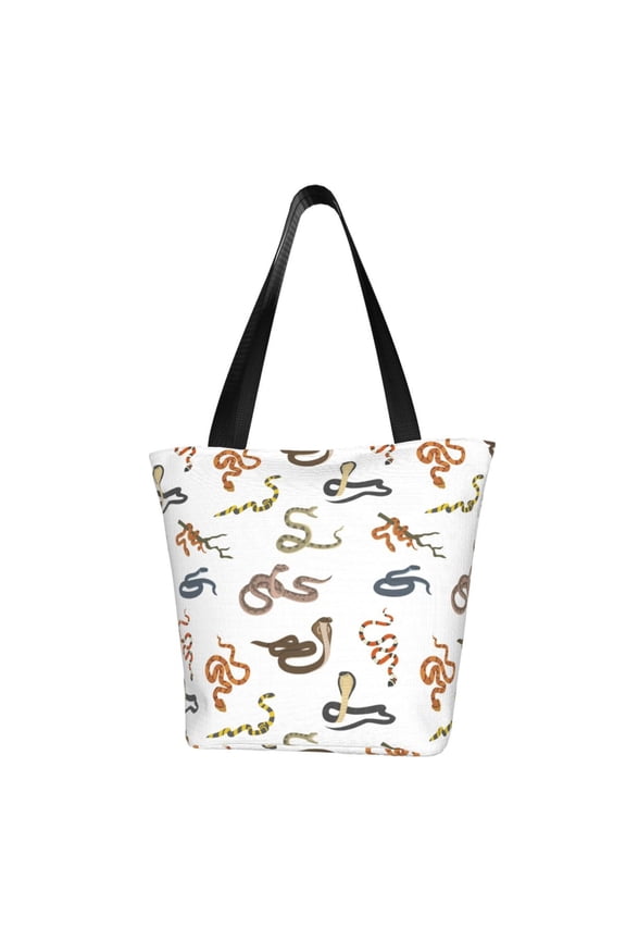 Snake Print Tote Bag for Women,Shoulder Bag with Zipper Casual Tote's Handbag Big Capacity Shoulder Bag with Inner Pocket Fit for Shopping,Office,Travel