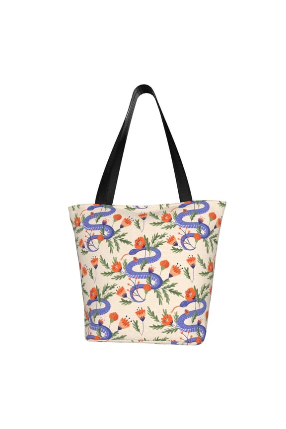 Snake Print Tote Bag for Women,Shoulder Bag with Zipper Casual Tote's Handbag Big Capacity Shoulder Bag with Inner Pocket Fit for Shopping,Office,Travel