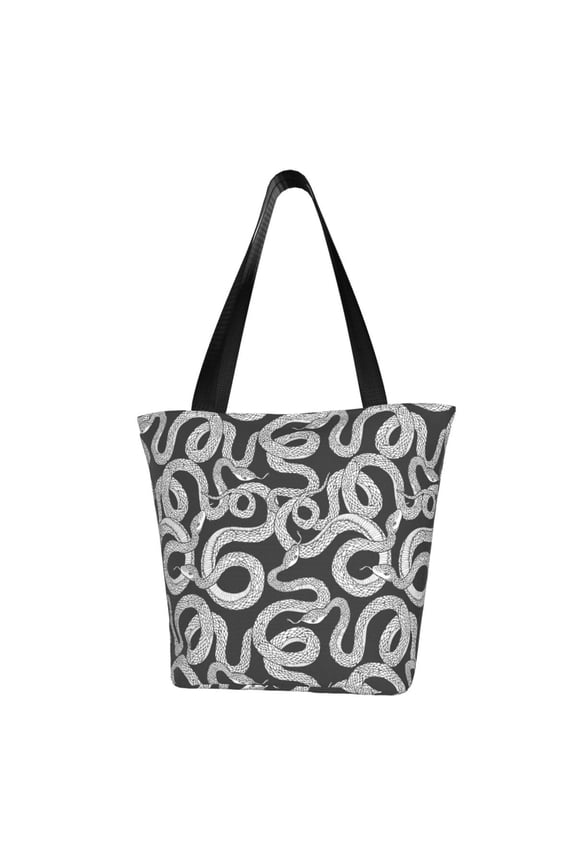 Snake Print Tote Bag for Women,Shoulder Bag with Zipper Casual Tote's Handbag Big Capacity Shoulder Bag with Inner Pocket Fit for Shopping,Office,Travel
