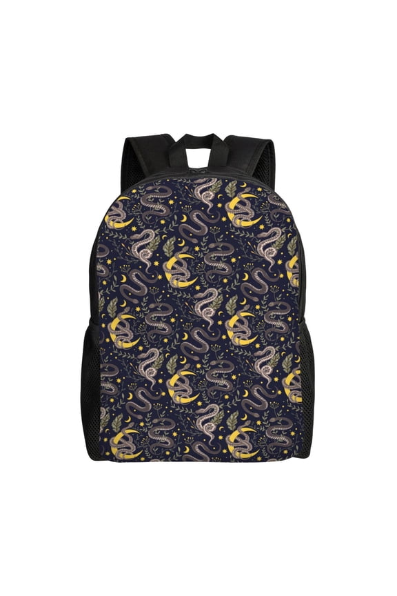 Snake Sleep Print Backpack -Travel,or Work Bookbag Daypacks with 15-Inch Laptop Sleeve and Dual Water Bottle Pockets