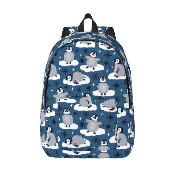 Defioc Snow Penguin for Canvas Backpack,Travel Rucksack Unisex Knapsack Laptop Backpack for Work & College -Medium