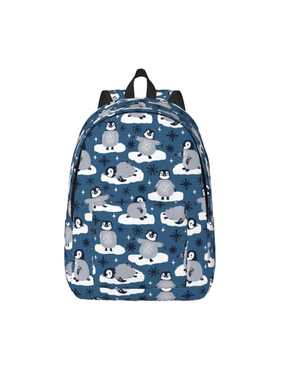 Snow Penguin for Canvas Backpack,Travel Rucksack Unisex Knapsack Laptop Backpack for Work & College -Small