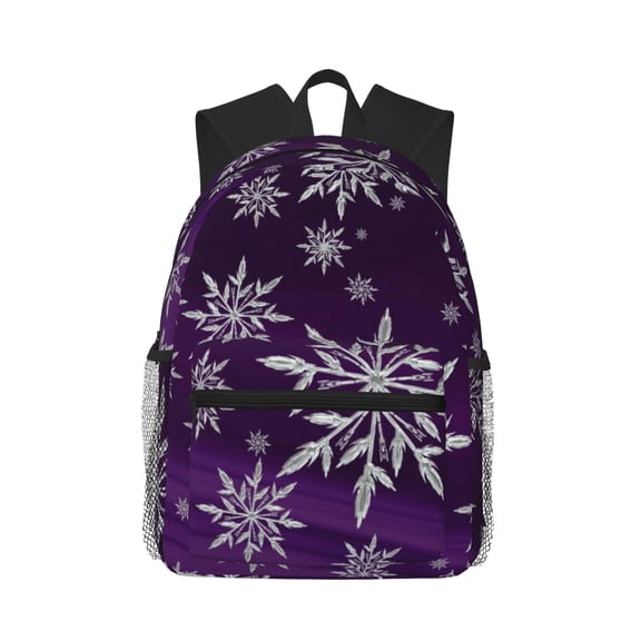 Defioc Snowflake Gradient Purple Pattern Laptop Backpack for Men and Women,Casual Backpack Dayback Sports Bookbag for Travel Running Hiking