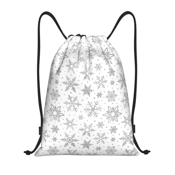 Defioc Snowflake Minimalist for Drawstring Backpack Sports Gym Bag for Women Men Children Adult Sackpack Yoga Bag for Wet Swimming,Gym,and Workout Gear -Medium